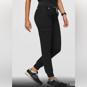 Figs XS Black Zamora Jogger Scrub Pants - regular